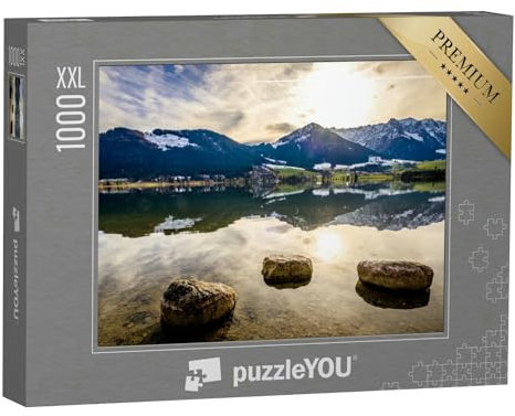 Puzzle 1000 Teile XXL „Wilder Kaiser und Zahmer Kaiser am Walchsee in Österreich“ – aus der Puzzle-Kollektion Wilder Kaiser