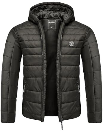 Amaci&Sons Herren Steppjacke Outdoor Basic Patch Jacke 9109 Schwarz XXL