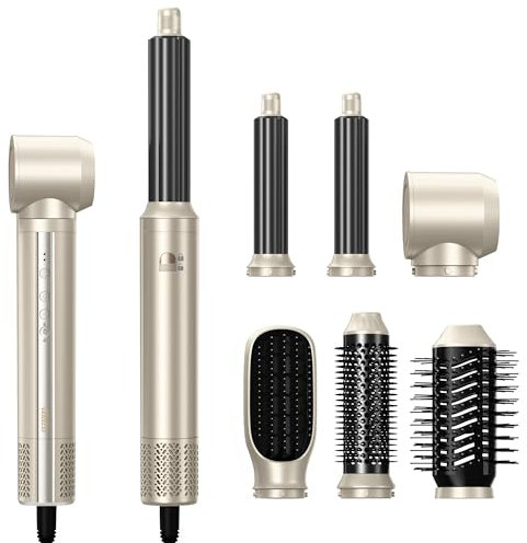 UKLISS 6 in 1 Air Styler Set, 110000 U/Min Warmluftbürste Set mit Ionen Haartrockner Bürste, Lockenstab Automatisch, Glättbürste, Haarstyler für Freuen Trocknen, Glätten, Locken, Volumen, Styling