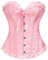 SZIVYSHI Damen Vollbrust Corsage Korsett Top Gothic Vintage Corsagen Bustier Corsette - Puderrosa - L