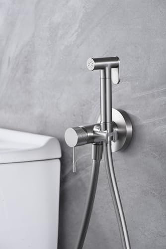 MICE - Grifo Monomando de Bidet Empotrado - Ducha Higienica empotrado - Griferia de baño de bide para agua caliente/Frio Serie LIne Niquel Cepillado - RDD038/NQ