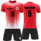 Faletony Personalisiertes Fussball Trikot Kinders Erwachsene Fusstball Shirt & Shorts Set mit Name Nummer Team Logo Personalisierte Fußballtrikot Jungs Mädchen (Polyester, Rot)