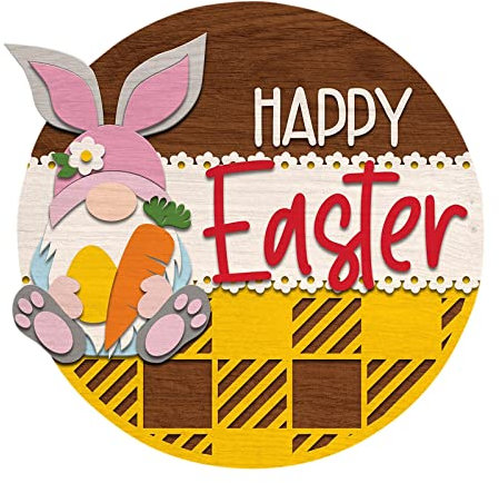 GBEN Ostern Willkommensschild Haustür Bunte Ostern Holzbrett Dekoration Frohe Ostern Türhänger Osterhase Türhänger Wanddekoration Frühling Haustür Deko Anhänger