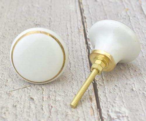 ARTISNO Ceramic Knobs Kitchen Cabinet Drawer Knobs Hardware Knobs Handmade Knobs Cabinet Knobs Ceramic Door Knobs. Set of 10 (White)