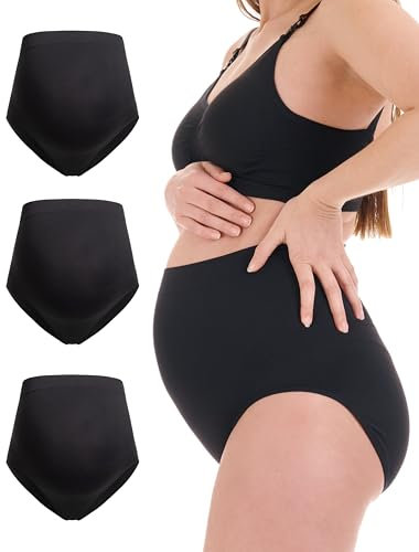 Herzmutter Culotte Grossesse - Slip pour Le Ventre - sous-vêtements Maternité - Contrôle Ventre - Taille Haut - sans Couture - Femmes Enceintes - Extensible - 5830 (3X Noir,L-XL)