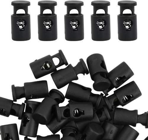 Anseom 30 Pièces Bouchon de Cordon, Arret de Cordon Serrure à Cordon à Trou Single, Idéal pour Les Cordons de Ø3-4 mm, Ajusteur de Cordon Élastique en Nylon pour Fixer Lacets, Cordons de Serrage