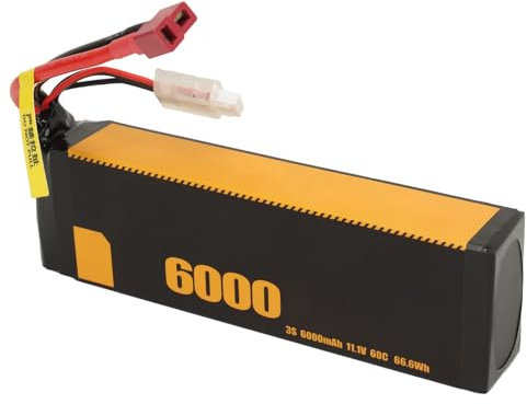 Batterie Lipo 3S 6000mah, Sûre, Résistante aux Chocs, Haute Performance 60C, Longue Durée de Vie pour Les Modèles FS 1/10 1/8 (Prise en T)