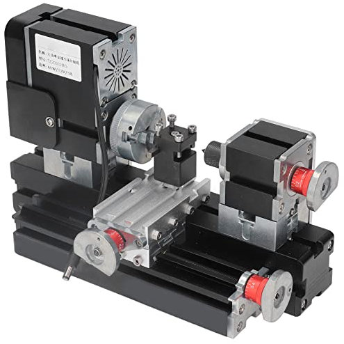Mikro-Drehmaschine, 12000 U/min Motor Holzdrehmaschine Fräszubehör, 60 W Mini-Drehmaschine Metalldrehmaschine für Hobby-Holzbearbeitungshandwerk (EU-Stecker)