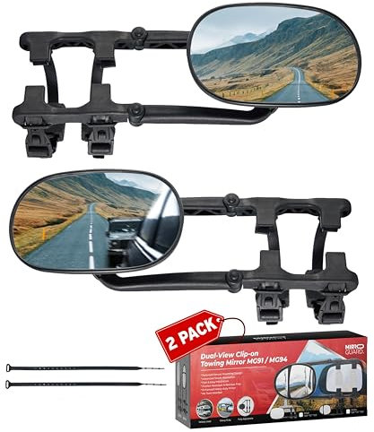 MirroGuard Specchi di traino estesi – Estensioni degli specchietti laterali per camion, roulotte, rimorchi – Specchietto retrovisore con clip universale – Specchietti di traino con