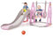 Tobogán y Columpio para niños pequeños, Juego de Escalada con tobogán 4 en 1 para bebés con Columpio, tobogán trepador y Baloncesto, toboganes para niños para Interiores y Exteriores (Barco+Rosa)