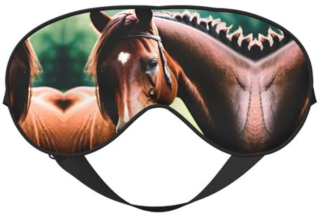 Masque de sommeil doux pour les yeux avec deux chevaux, cache-œil respirant, parfait pour les voyages et la relaxation