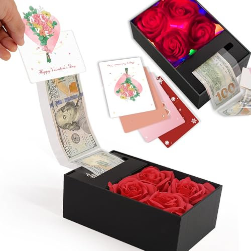 Geldgeschenke Geburtstag Überraschungsbox Ewige Rose Geldgeschenke Verpackung mit Grußkarte,Geburtstag Valentinstag Neujahr Weihnachten Muttertaggeschenke für Frauen Freundin Ehefrau Mutter