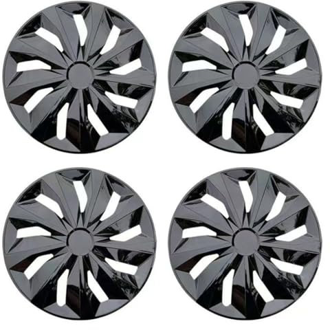 GTEVDK 4 Stück Radzierblenden Set für VW Polo 2018-2023,Stahlfelgen Felgendeckel Radkappensatz Zubehör,A1-15 inch Full Black