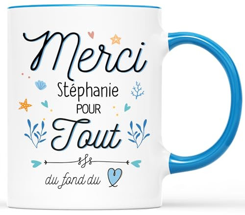 Cadeau Plus Mug Personnalisé Prénom - Merci Pour Tout - Idée Cadeau Personnalisé Remerciement, Cadeau Merci, Tasse Remerciement, Mug Gratitude