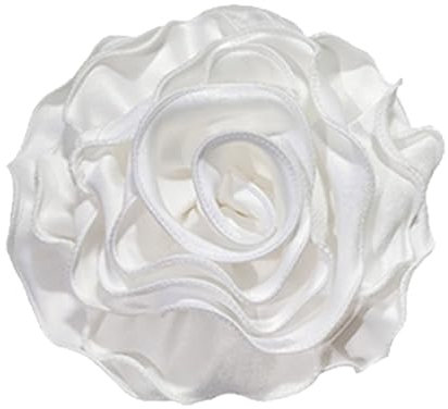 NIHENHAO Grande broche en forme de fleur pour femme, accessoire de robe, camélia 3D, épinglette de sûreté, épingle de mariage, blanc