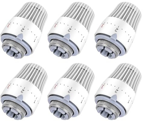 Valvula Termostatica Radiador Termostato Radiador: 6 Piezas Cabezal Termostático Radiador M30 X 1,5, Válvula Termostática Radiador con Protección contra Heladas, 0-5 Funciones de Ajuste, Blanco
