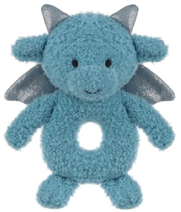 Apricot Lamb Blau Drachen Weiche Plüsch Rassel für Jungen und Mädchen, Plüsch gefüllte Tier Rassel Spielzeug für das Neugeborene, 0-3 Monate, 0-8 Monate und darüber, 17 cm