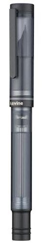 Asvine V200 Titanium Fountain Pen Vacuum Filling, Matte Black Bock Broad Nib Transparent Acrylic Smooth Writing Pen Case Set