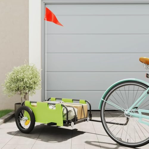 ShGaxin Fahrradanhänger Grün Oxford-Gewebe und Eisen, Fahrrad Anhänger, Lastenanhänger, Handwagen, Fahrrad-lastenanhänger, Lastenfahrrad 94165