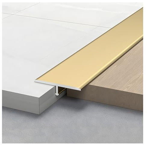 T-Form-Boden Spaltabdeckung Verbindungsleiste, Aluminium-Boden Übergang Streifen, Wandpaneel-Zierleiste Schneidbar, Boden-Flachtrennleiste(Gold,6cm*270cm(90cm*3))