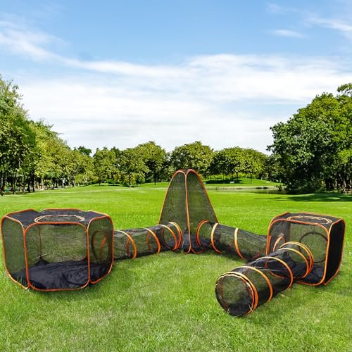 Youyijia Large Pet Tunnel Cat, Foldable Small Animal Playpen Outdoor Cat Enclosure Tunnel Protable Dog Playpens Indoors for Small Medium Kitten Dog Puppy (6 in 1)
