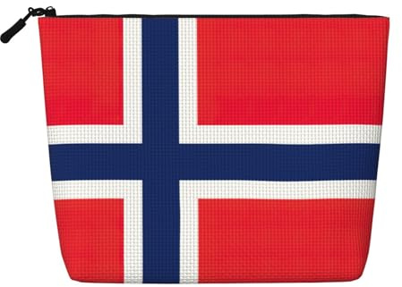 Luckily&Day Kosmetiktasche mit norwegischer Flagge, für Damen, Make-up-Tasche, modische Reisetasche mit großem Stauraum, Geschenke für Frauen, Schwarz, Einheitsgröße, Schwarz, One Size