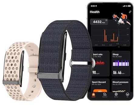 Ovyntremis Outdoor Fitness Smartwatch (Schwarz), mit Blutsauerstoff-, Blutdruck-, Herzfrequenz- und Schlafüberwachung, 127 Sportmodi, Kompatibel mit Android/iOS, mit zusätzlichem pinken Armband