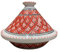 Red and White Coloured Bakir Tagine Handmade Tunisian - Traditional Tagine for Cooking in the Oven and Fire - Handmade Ceramic 27cm - Perfect for Fish, Poultry, Meat, Vegetables & Stews -