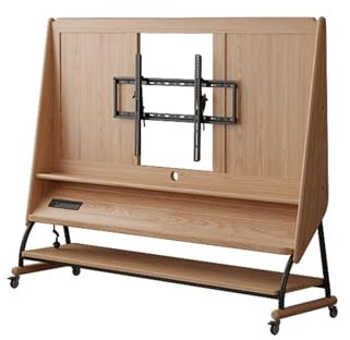Meuble TV mobile, meuble de sol de salon, table console de centre de divertissement multimédia, Meuble tv blanc et bois,etagere murale tv,meuble TV, centre de divertissement moderne(Wood,179cm/69.2in)