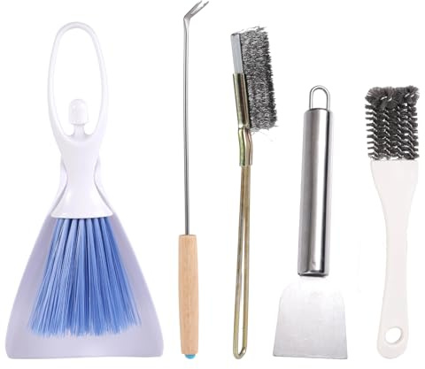 5pcs Bird Cage Cleaner Set, Stainless Steel Bird Feeder Cleaning Brush Brushes Dropping Remover & Scraper Tools for Parrot Parakeet Budgie Rabbit Hamster Guinea Pig Birdcage Accessories Supplies