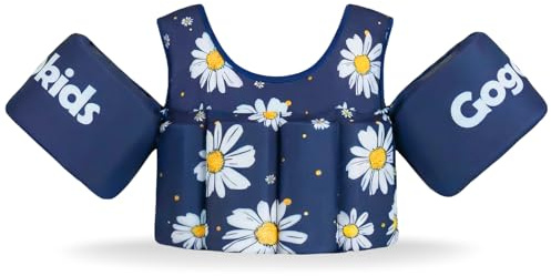 Gogokids Kinder Schwimmweste mit Nicht Aufblasbaren Armbändern - Kinder Tragbare Einstellbare Auftriebsschwimmjacken, Baby Schwimmflügel mit Brustgurt - Geeignet für 2-6 Jahre (15-30kg) Jung Mädchen