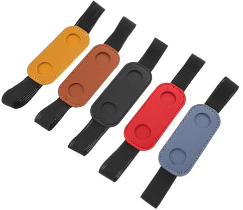 HOMSFOU 5pcs Pen Cap Leather Sleeve Holder for Notebook Elastic Band Pu Leather Pencil Holder Strap for Journal Travelers Notebook Accessories for Fountain Pen Protection