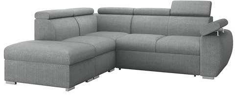 Mirjan24 Ecksofa Boston 2RR1P, Eckcouch mit Schlaffunktion und 2 Bettkästen, Polsterecke mit Einstellbare Kopfstützen, L-Sofa, Wohnlandschaft (Flow 17, Seite: Links - PP+1P(65)+R+2R)