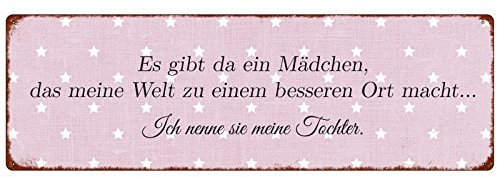 INTERLUXE Schild Metallschild Blech Es gibt da ein Mädchen Rosa Tochter Shabby Deko Geschenk