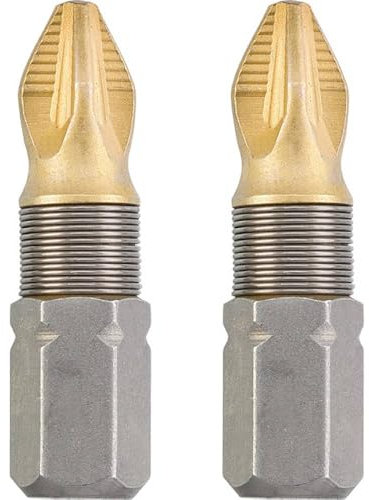 kwb 2 x Bits 25 mm PZ 1 Titan Tin 124101 (Tin, TQ 60 Stahl, ISO 1173 Antrieb C6.3)