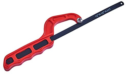 Amtech Mini Hacksaw, 24 TPI Blade for One-Handed Cutting in Tight Spaces, Compatible with Standard 12 Blades, Ideal for Pipes and Trim Work