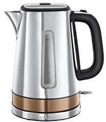 Russell Hobbs Bollitore Elettrico Luna - 1,7 L, 2400 W - Acciaio Inox Color Rame; Funzione Ebollizione Rapida; Filtro Anticalcare Rimovibile; Indicatore Livello Acqua; Apertura Automatica, 24280-70