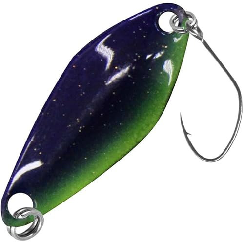 FTM Spoon Tremo 2, 9cm - Forellenblinker zum Ultra Light Angeln auf Forellen, Forellenköder zum Spinnangeln, Spinnköder, Blinker, Farbe:lila-grün/schwarz-goldfarben, Gewicht:2, 3g