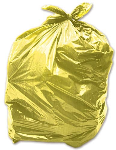 100 x Yellow 90L Medium-Duty (28 Micron / 112 Gauge) Alina Coloured Refuse Sack / Polythene Dustbin Liner / Plastic Bin Bag / 90 Litre Yellow Garbage Bag (100 Sacks)