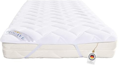 PROCAVE Matratzenauflage Frottee versteppt, Matratzenschoner mit 4-Eckgummis, Matratzen-Spannauflage 100% aus Deutschland, Matratzenschutz in 200x220 cm