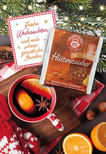 KE AV Exklusives Weihnachtskarten Set mit Umschlag | DIN A6 | Einzigartige Weihnachtskarte mit Teebeutel Motiv | 17,1 x 11,7cm | Perfekt für die Weihnachtszeit - Motiv: Tee