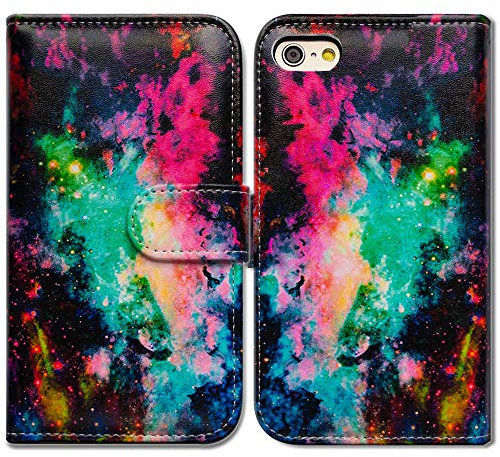 Bcov Schutzhülle für iPod Touch 7, iPod Touch 6, buntes Universum Sky Wallet Flip Leder mit Kreditkartenfächern, Ausweishalter, Ständer für iPod Touch 7/6/5