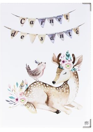 Color Pop Protège carnet de santé enfant – Fabrication Française – pvc imprimé – Pour carnet de santé, ordonnance- 22 x 16 cm (Imprimé Bambi)