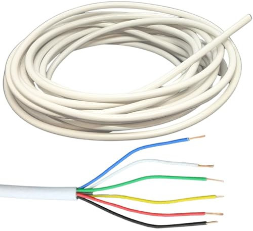 20m Lumonic 6x 0,34mm² RGBW CCT LED cable de control blanco 1m I cable encamisado de 6 hilos flexible I prolongación LiYY, cable de alimentación, cable de