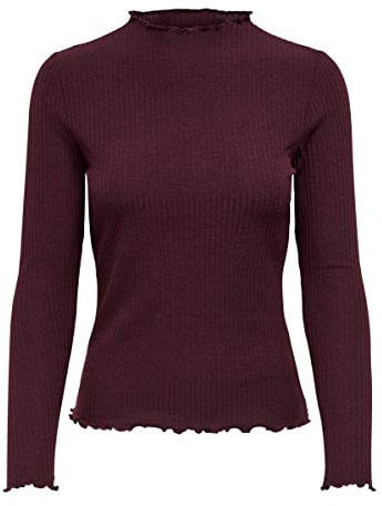 ONLY Women's Onlemma L/S High Neck Noos Jrs Top, Madder Brown, M UK