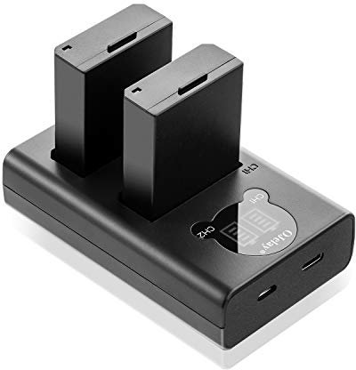 OJelay LP-E10 1020mAh Ersatzakku 2 Stück LP-E10 Kamera Akku und LCD Smart Dual Ladegerät für EOS 1100D,1200D,1300D,Kiss X50,X70,Rebel T3,T5,T6