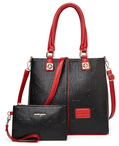 BUKESIYI Damen Tasche Umhängetasche Handtasche Frauen Klein Schultertasche Weekender Lack PU Leder DE77502 Schwarz