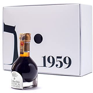 La Secchia - 1959, Traditioneller Balsamico-Essig aus Modena DOP mit Einem Alter von 60 Jahren, 100 ml Flasche mit Spender und Rezeptbuch, Geschenkbox