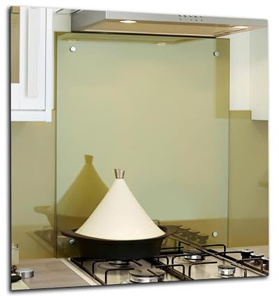 Colour2Glass Clear Toughened Glass Splashback for Kitchen, Tempered Heat-Resistant Glass Splashbacks with Polished Edges for Cooker and Hob Backsplash with Pre-Drilled Holes & Fixings - 100 x 80cm