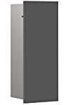 Emco Asis Pure Unterputz-Toilettenbürstengarnitur-Modul, Badezimmerschrank mit Toilettenbürste, Hochschrank mit Push to Open-Funktion und Anschlag rechts, grau matt